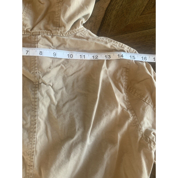 Love Tree Free People Canvas Cargo Coat Womens Small Cream Hooded Utility Jacket - Picture 14 of 14